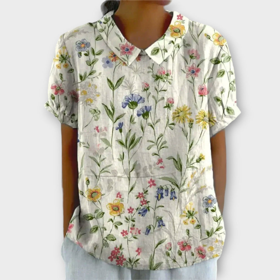 Laci™️ | Cotton and linen floral blouse